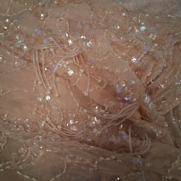 Vintage Shomax Silk Light Pink Beaded Dress Gown Maxie XL/1X - Picture 9 of 12